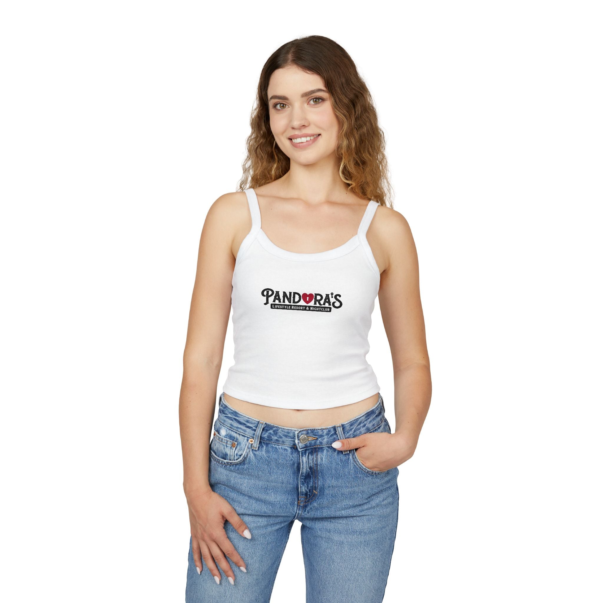 Pandora’s Heart Logo Crop Tank Top — Women’s Spaghetti Strap Casual Top