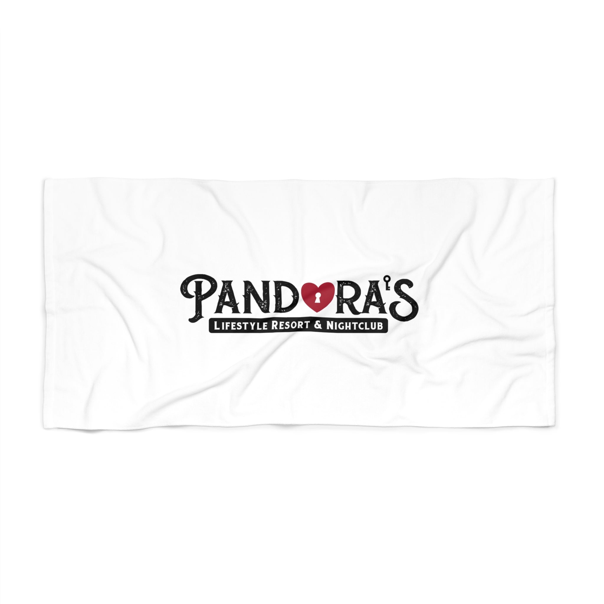 Pandora’s Lifestyle Resort & Nightclub Beach Towel — White Logo Beach Towel