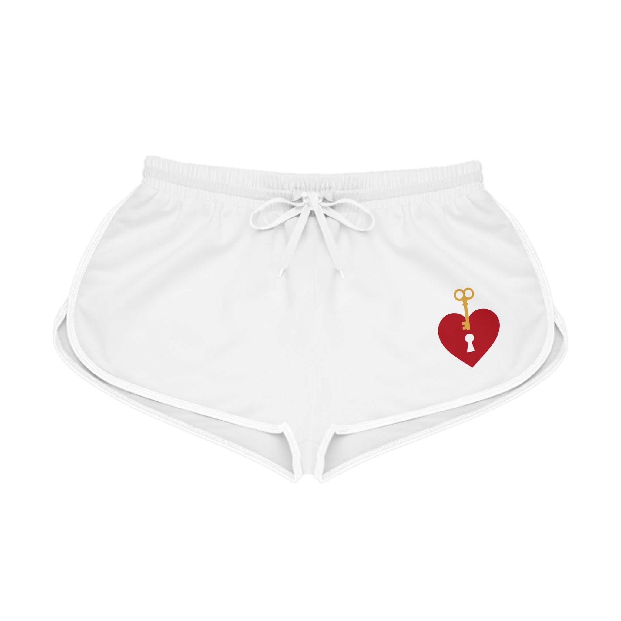 Heart Key Lounge Shorts — Women's Cute Lock & Key Graphic Relaxed Shorts