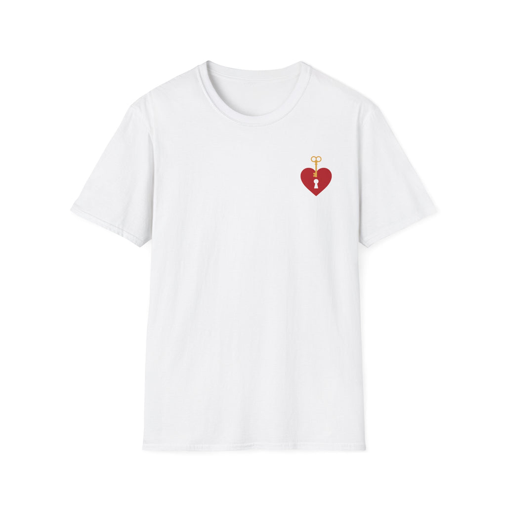 Pandora's Heart T-Shirt — Small Chest Lock Heart & Back Logo Tee