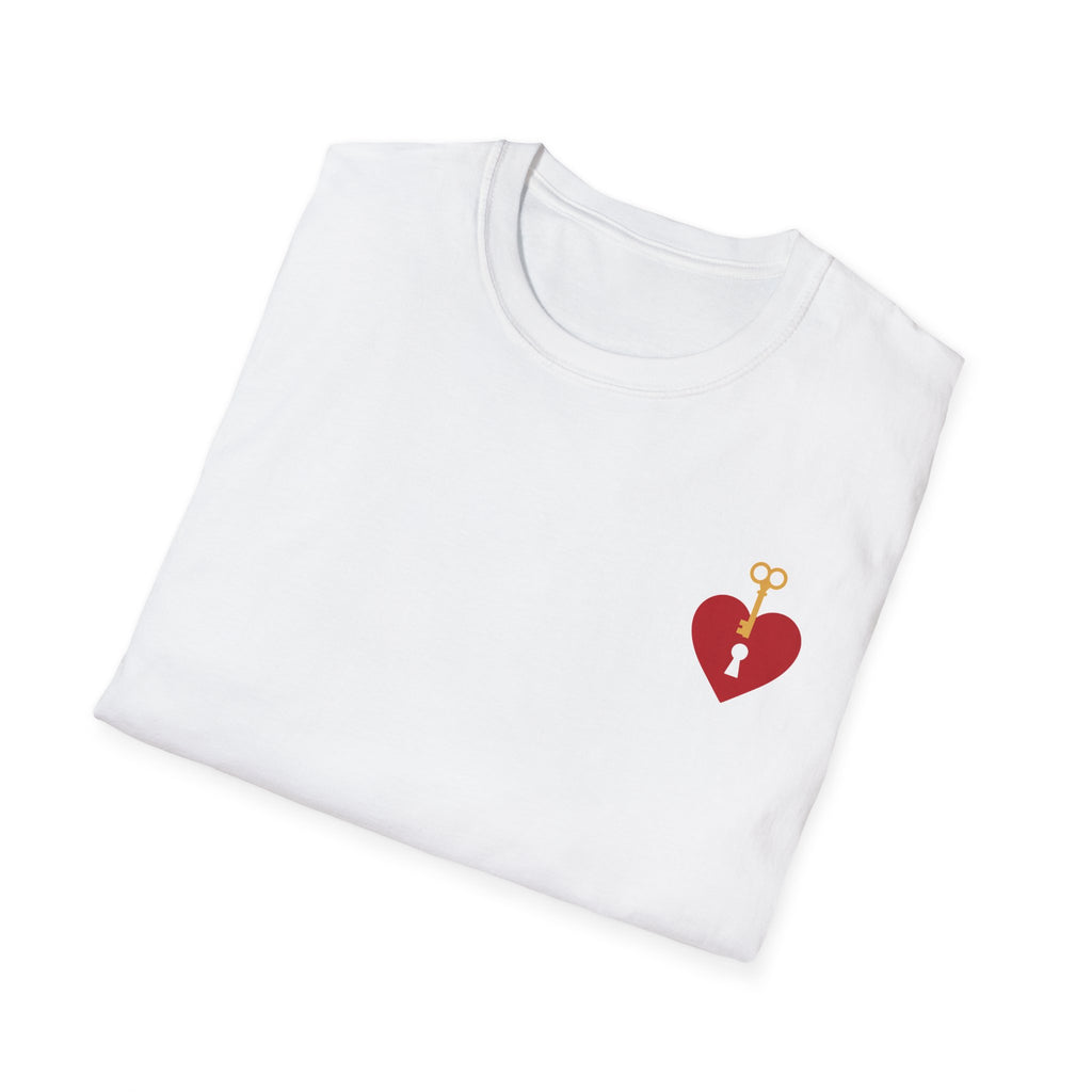 Pandora's Heart T-Shirt — Small Chest Lock Heart & Back Logo Tee